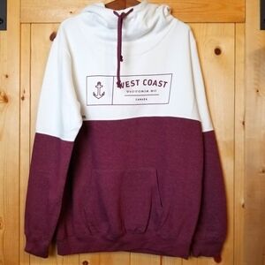 River Wear West Coast Victoria BC Canada Burgundy Cream Tie Hoodie NWT